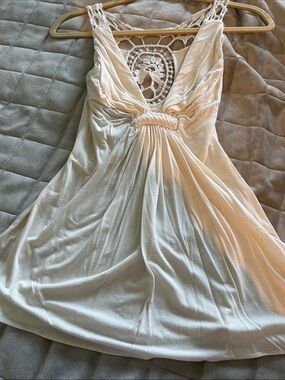Sky Cream Crochet-Back Short Sleeve Summer Top